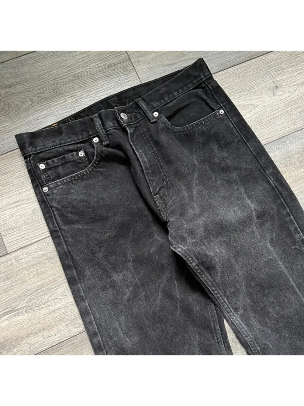 Vintage Levi's Men's 31x32 505 Straight Fit Jeans Black Wash Faded Denim Y2K